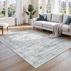 Washable Grey White Area Rugs 6x9 - Image 8