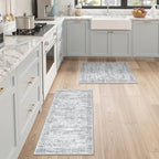Washable Kitchen Rugs Sets of 2 Piece, Hallway Runner Rug Non-Slip by Restydon