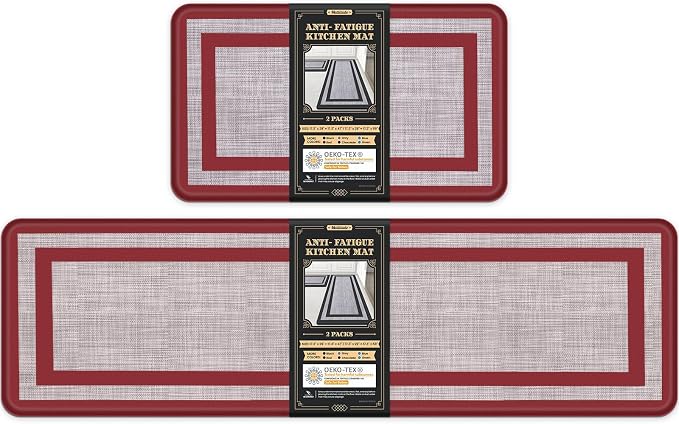 Mattitude Kitchen Mats Set of 2 Cushioned Rugs 0.47 inch Thick Anti-Fatigue Mats by Mattitude