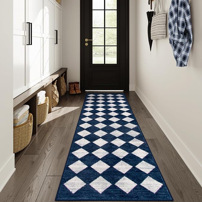 Lahome Zelie Checkered 2x8 Hallway Runner Rug, Soft Kitchen Runner Rugs Non - Image 4