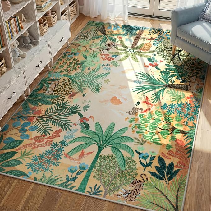 LIVEBOX Washable Jungle Animal Print 6 x 9 Area Rug - Image 2