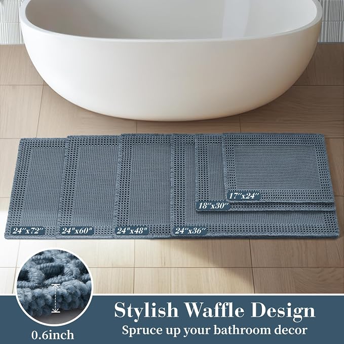 RESARE Waffle Bath Mat for Bathroom, Super Absorbent Bathroom Rugs Non Slip - Image 5