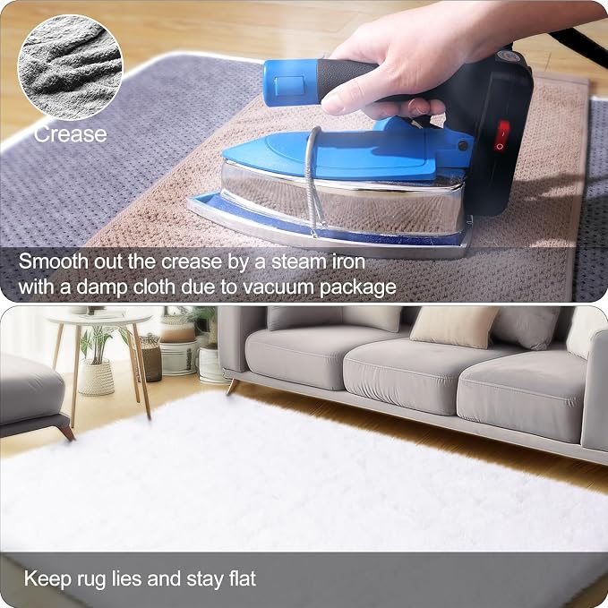 qulint 2x3 Area Rug for Bedroom, Fluffy White Rug for Girls Shag Fuzzy Small - Image 8