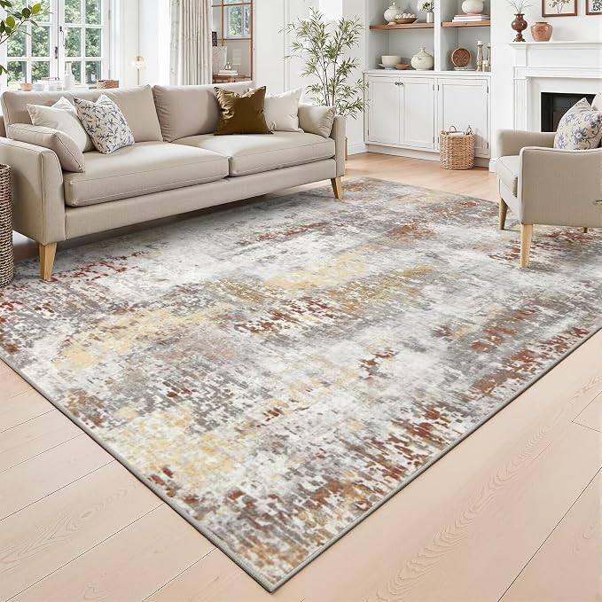 Toneed Abstract Area Rug Modern Washable Rug Soft Non Slip Rug Low Pile by Toneed