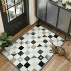 Terrug 3x5 Checkered Rug for Entryway, Soft Low Pile Stain Resistance Carpet by TerrugHomeDecor