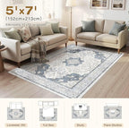 cotiled 5x7 Area Rug Machine Washable Vintage Carpet - Image 7