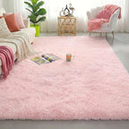 Light Pink Area Rugs for Bedroom Girls, Living Room Decor, Fluffy Fuzzy Plush by Amdrebio
