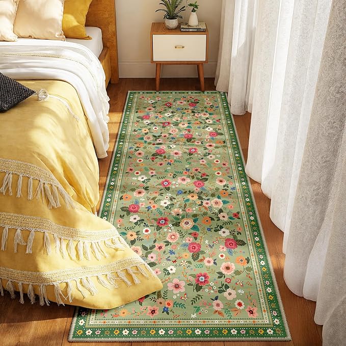2x6 Area Rugs for Living Room Vacuum-Friendly Machine Washable Area Rug Flower - Image 6