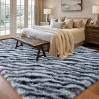 qulint 9x12 Rug for Living Room, Fluffy Zebra Rug for Bedroom Soft Shaggy - Image 3