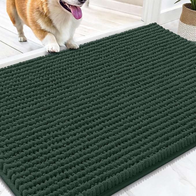 OLANLY Dog Door Mat for Muddy Paws 30x20, Ultra Absorbent Chenille Mud Doormat by OLANLY