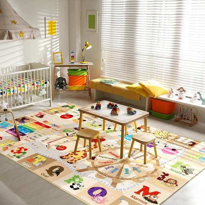 Kids Rugs for Playroom Washable, Educational and Fun Learning Rugs - Image 2