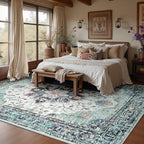 RELEANY Area Rugs 8'x10' Washable Non-Slip, Floral Vintage Distress Medallion - Image 2