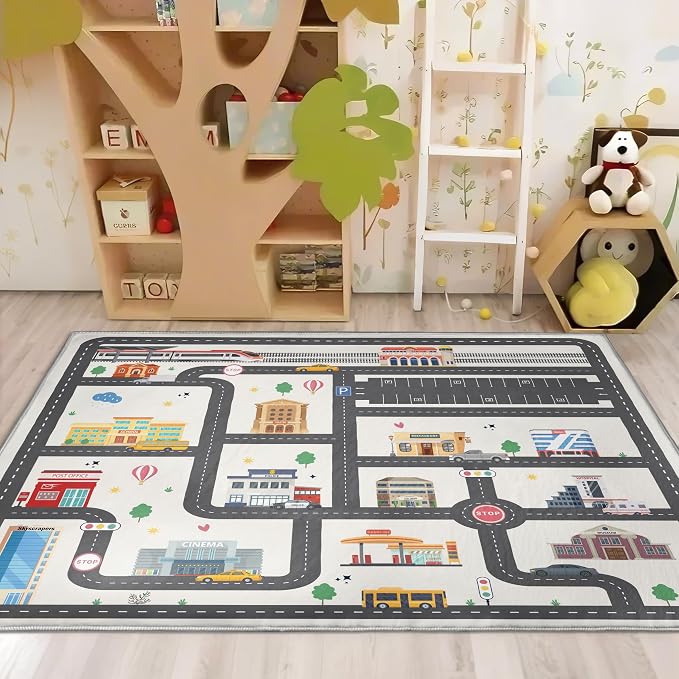 3x5ft Kids City Road Car Play Rug - Image 4