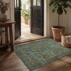 Rugxara Entryway Rug Door Mat, Washable Samll 2x3 Rug, Boho Green Front Door Mat by Rugxara