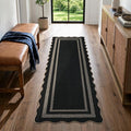 LIVEBOX Scalloped Easy Jute Kitchen Runner Rug, 2x6 Hallway Runner Black Rugs by LIVEBOX