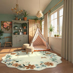 Lahome Floral Washable Round Area Rug, Soft Round Rugs 6ft Ultra-Thin Non-Slip - Image 3