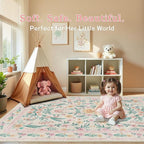 8x10 Pink Floral Area Rug, Large Washable Living Room Carpet - Image 9