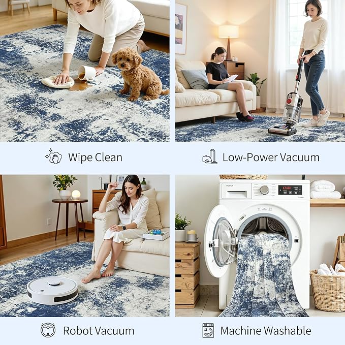 Area Rugs 10x14 Living Room: Large Soft Washable Rug Modern Abstract Anti-Skid - Image 6