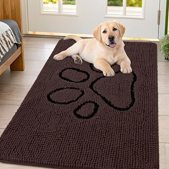 Smiry Dog Door Mat for Muddy Paws, Absorbent Dirt Trapper Non Slip Quick Dry by Smiry