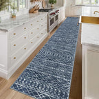 KUTA Boho Runner Rug for Hallway 2.6x16 Moroccan Washable Navy Blue Rugs - Image 2