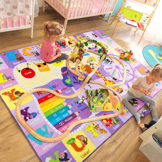Kids Rugs for Playroom Bedroom Classroom Nursery, Non-Slip and Washable Rugs - Image 7