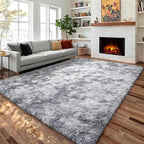 PAGISOFE Light Grey Shaggy Abstract Area Rug 6x9 Feet, Plush Fluffy Rugs by PAGISOFE