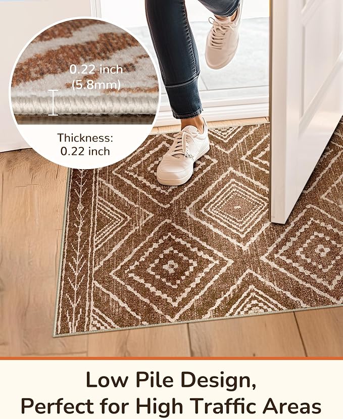 BESTSWEETIE Area Rug 2x4 Rug Machine Washable Non-Slip Low Pile Print Pattern - Image 4
