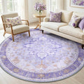 RELEANY Area Rugs Round 6ft Washable Non-Slip, Floral Vintage Distress by RELEANY