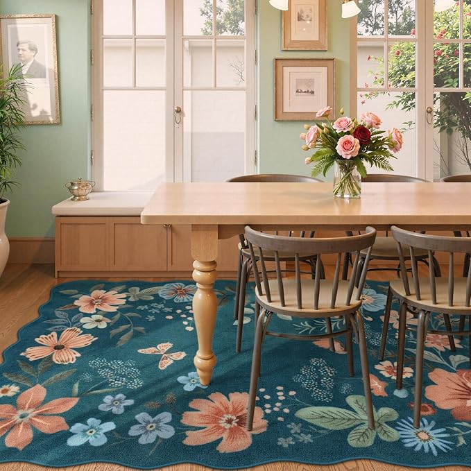 Lahome Floral Washable Rugs 8x10, Non-Slip Soft 8x10 Rugs - Image 3