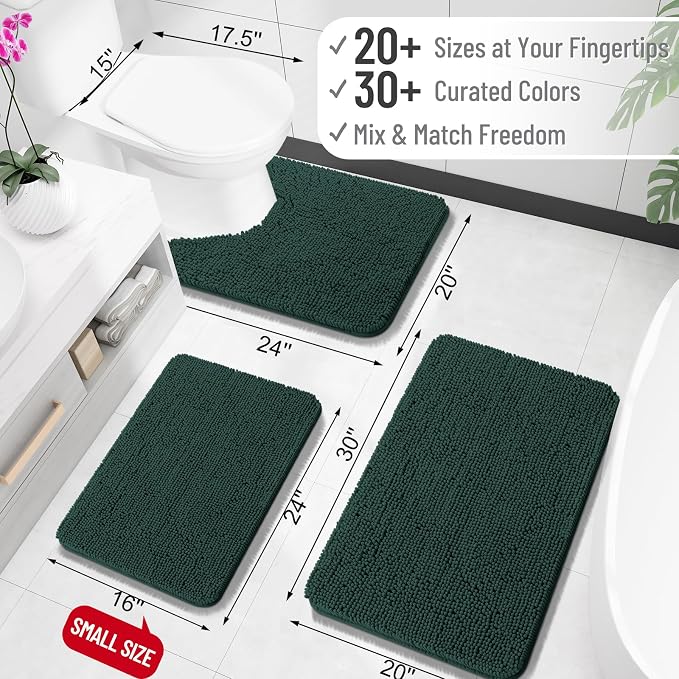 OLANLY Large Bathroom Rugs 50x30, Soft Absorbent Chenille Bath Rugs, Rubber - Image 2