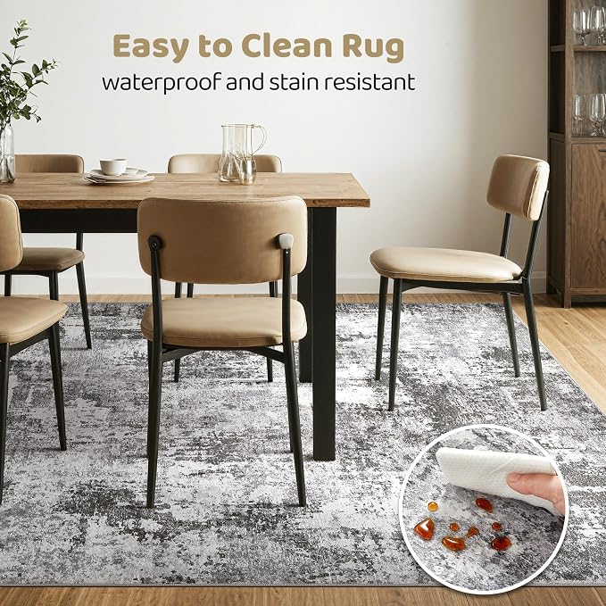 8x10 Area Rugs Living Room: Washable Large Abstract Modern Soft Rug Stain - Image 6