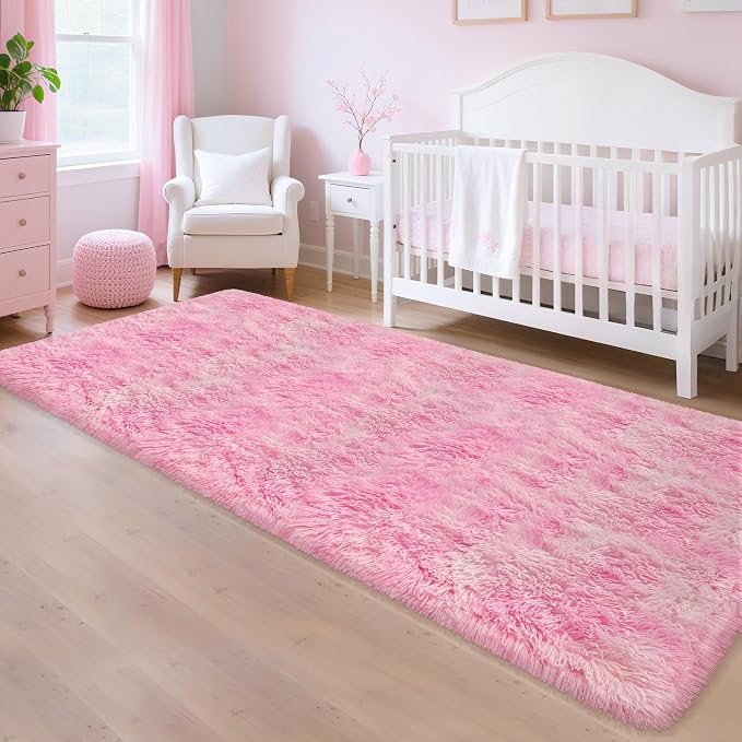 Fluffy Pink Shag Rug for Bedroom Girls 3x10 Runner Rug, Soft Pink Fuzzy Rug for - Image 3