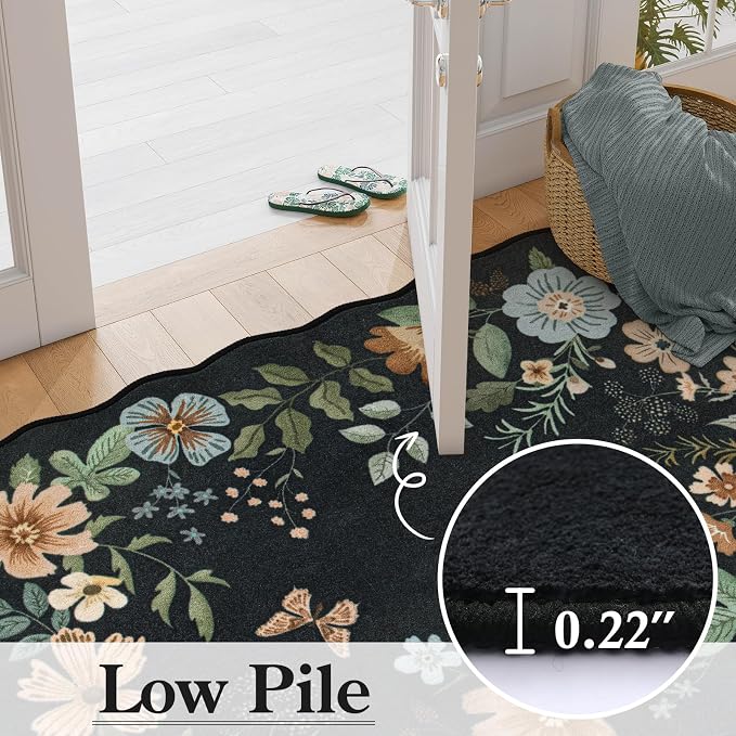 Lahome Floral Entryway Rug, 2x4 Washable Kitchen Rug Ultra-Thin, Non-Slip Soft - Image 5