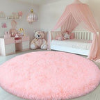 Round Fluffy Pink Rug for Bedroom, 8Ft Large Fuzzy Shag Circle Area Rug for - Image 3