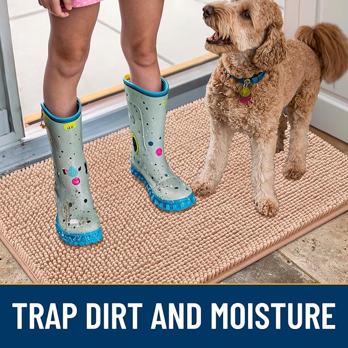 Smiry Dog Door Mat for Muddy Paws 30x20, Absorbent Dirt Trapper, Non-Slip - Image 3