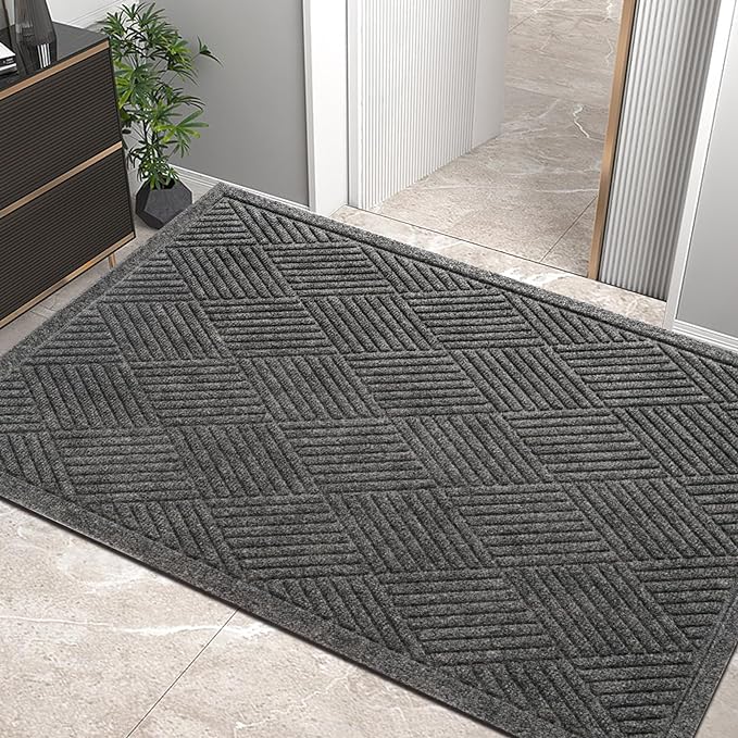 HIYARD Sturdy Front Door Mat, Absorbent Muddy Dirt Resist Welcome Door Mats by HIYARD