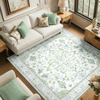 RELEANY Area Rugs Square 6ft Washable Non-Slip, Floral Vintage Distress by RELEANY