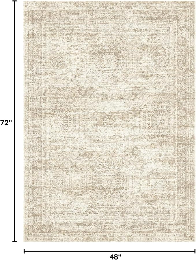 Soalmost 4x6 Area Rugs for Living Room, Vintage Washable Rugs for Dining Room - Image 2