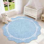 GarveeHome Scalloped Bow Rug for Living Room, 4ft Round Rugs Washable Solid - Image 2