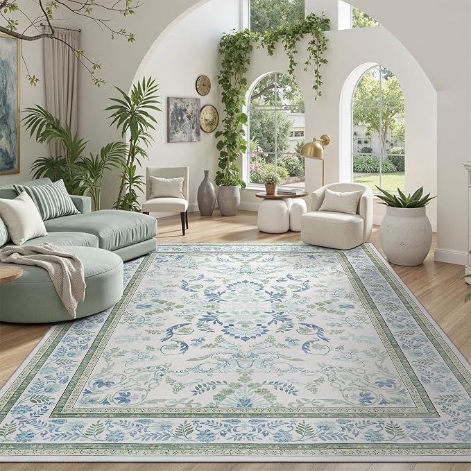 DCX Green 3x5 Rug, Kid & Pet Friendly by DCXWashableRug