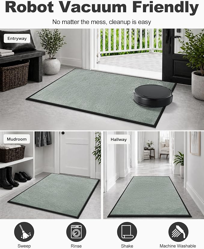 Mibao Front Door Mat Indoor Entrance, 29.5" x 17", Dirt Trapper Welcome Mat - Image 4