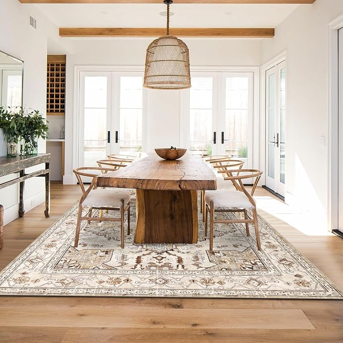 Yamaziot Area Rug 8x10, Non-Slip Washable Boho Vintage Living Room Bedroom Rug - Image 7