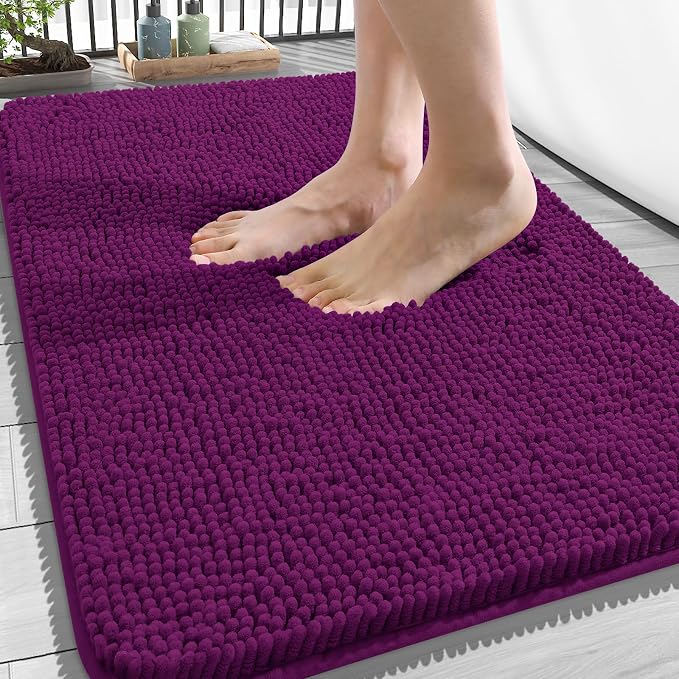 OLANLY Bathroom Rugs 34x21, Extra Soft Absorbent Chenille Bath Rugs, Rubber by OLANLY