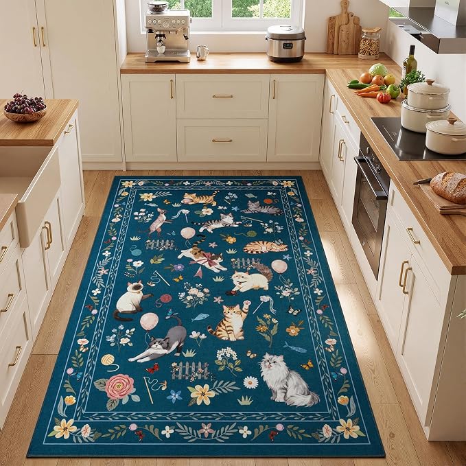 Unirea 3x5 Dark Blue Cat Area Rug - Image 3