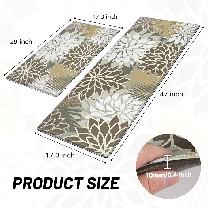 Kitchen Mats for Floor 2PCS Cushioned Anti Fatigue Kitchen Mats Waterproof Non - Image 2