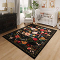 Rugcomf Bedroom Rug 3x5 Rug Washable Area Rug Non Slip Low Pile Boho Floral by Rugcomf
