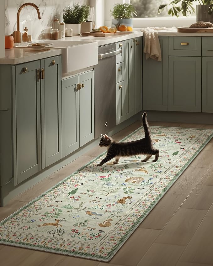 Machine Washable Kitchen Runner Rug: 2'x6' Hallway Rug Non Slip Low Pile Stain by palohom