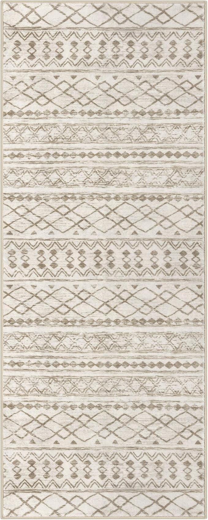 KUTA Boho Hallway Runner Rug 2x5 ft Moroccan Washable Non-Slip Vintage Beige - Image 8