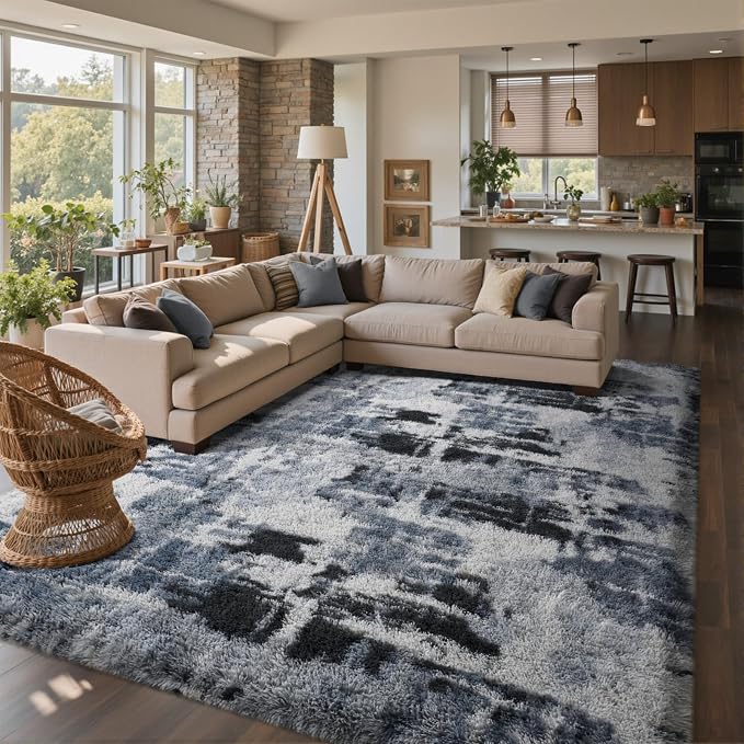 7x10 Ft Extra Large Shag Rugs for Living Room, Tie Dyed Ultra Soft Fluffy Furry - Image 3