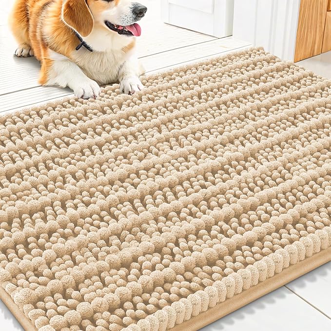 Smiry Dog Door Mat for Muddy Paws 30x20, Absorbent Dirt Trapper, Non-Slip by Smiry